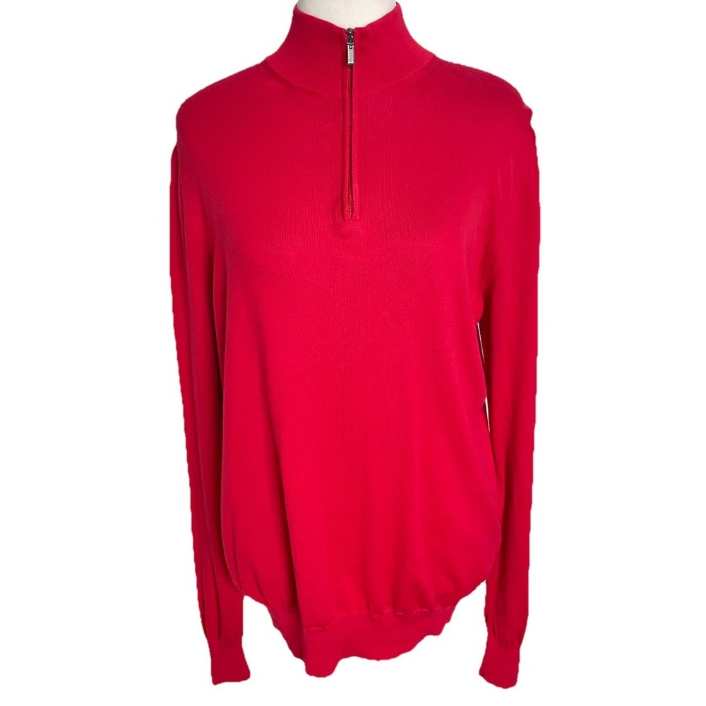 Canali 1/4 Zip 100% Cotton Pullover Sweater Made‎ In Italy Size 50 Medium